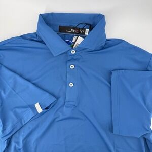 RLX Ralph Lauren Mens Golf Polo Shirt Blue Short Sleeve Performance Size Large